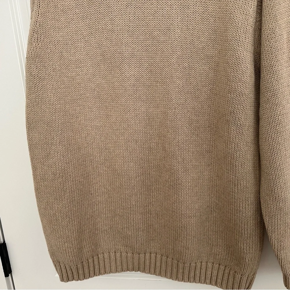 L.L.Bean Fall Tan / Taupe 100% Cotton Crewneck Knit Sweater